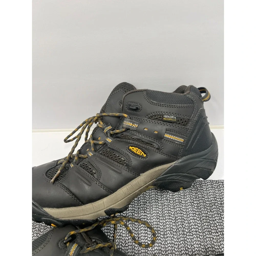 KEEN Lansing Mid Work Boots Black Waterproof Steel Toe Utility Mens Sz 11 D